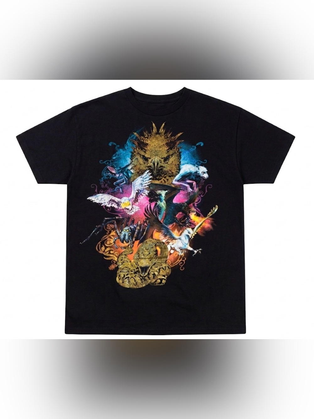 Mens M/L Harry Potter Magical Creatures Graphic T Shirt Black Wizarding World